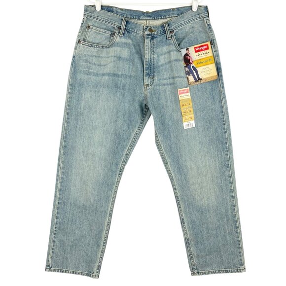 Wrangler Men's Premium Denim Relaxed Fit Blue Denim Jeans 36x29 Straight Leg NWT - Picture 1 of 11